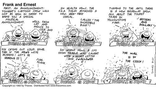 Cartoonist Bob Thaves Tom Thaves  Frank and Ernest 1992-09-27 