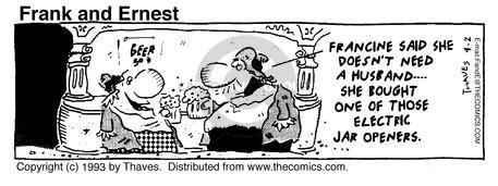 Cartoonist Bob Thaves Tom Thaves  Frank and Ernest 1993-04-02 