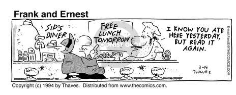 Cartoonist Bob Thaves Tom Thaves  Frank and Ernest 1994-03-15 