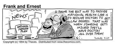 Cartoonist Bob Thaves Tom Thaves  Frank and Ernest 1994-07-27 