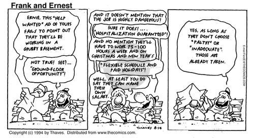 Cartoonist Bob Thaves Tom Thaves  Frank and Ernest 1994-08-14 