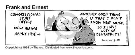 Cartoonist Bob Thaves Tom Thaves  Frank and Ernest 1994-08-18 
