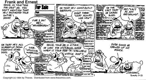 Cartoonist Bob Thaves Tom Thaves  Frank and Ernest 1994-09-25 