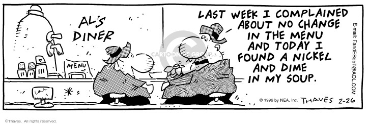 Cartoonist Bob Thaves Tom Thaves  Frank and Ernest 1996-02-26 