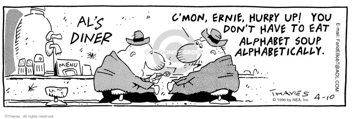 Cartoonist Bob Thaves Tom Thaves  Frank and Ernest 1996-04-10 