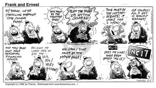 Cartoonist Bob Thaves Tom Thaves  Frank and Ernest 1996-07-07 