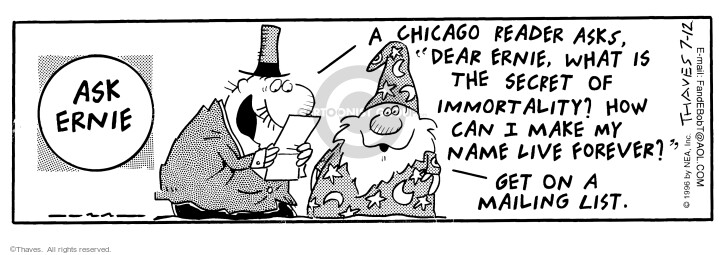 Cartoonist Bob Thaves Tom Thaves  Frank and Ernest 1996-07-12 