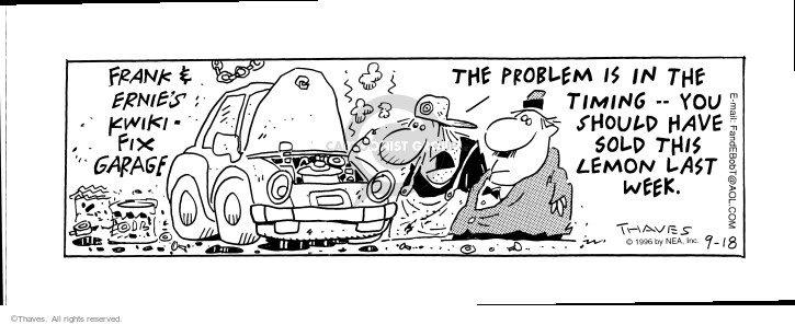 Cartoonist Bob Thaves Tom Thaves  Frank and Ernest 1996-09-18 