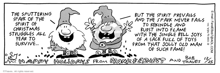 Cartoonist Bob Thaves Tom Thaves  Frank and Ernest 1996-12-25 